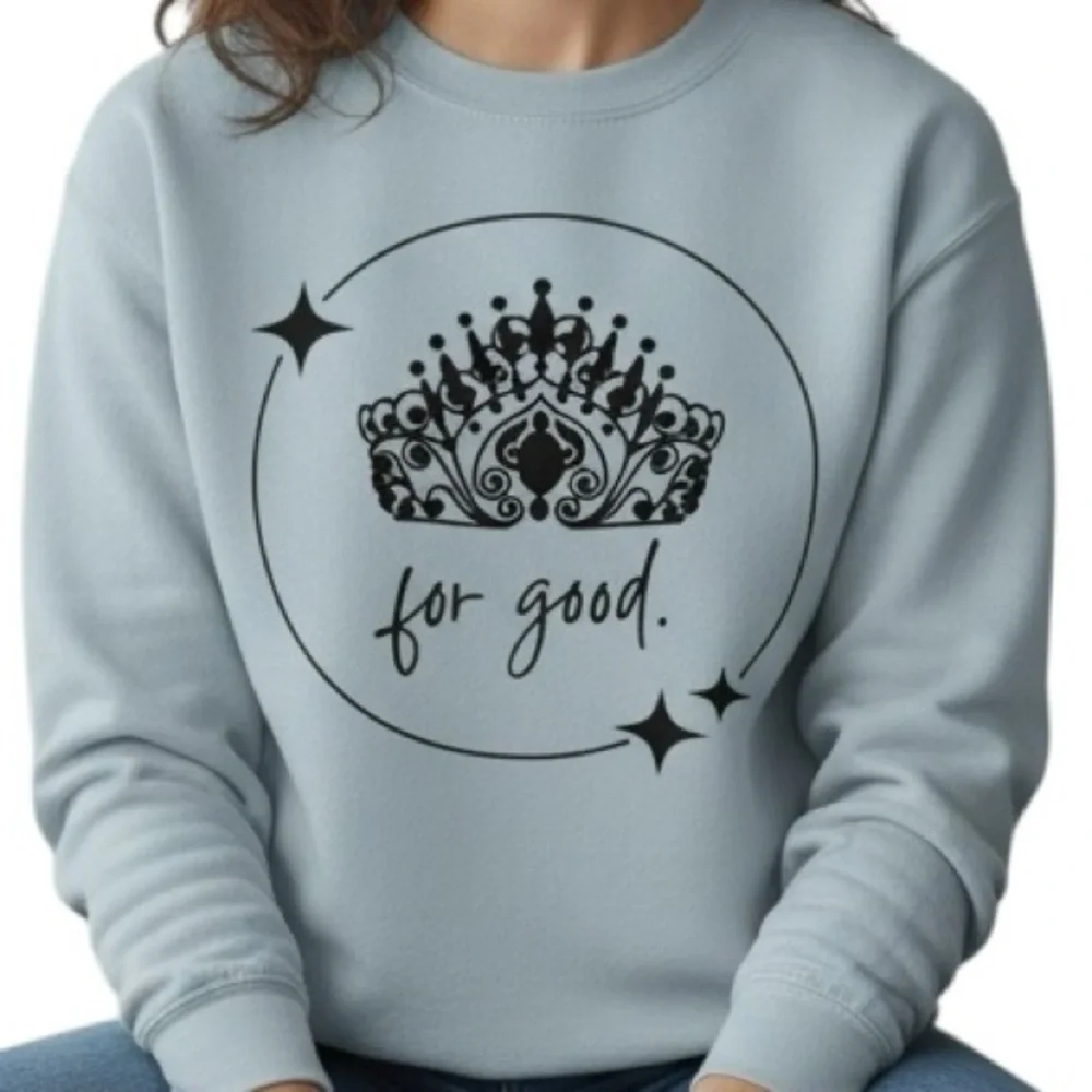 Wicked For Good Crew Neck Sweatshirt in Light Blue Size L NWOT